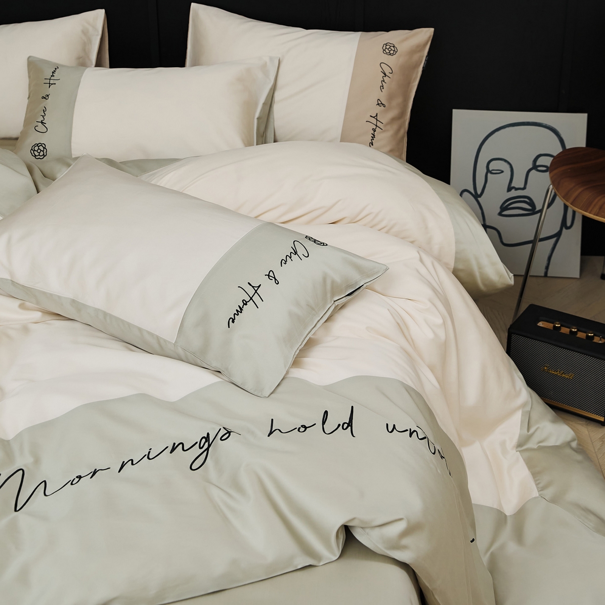 91家纺网 家纺一手货源 找家纺 EH家居 2026新款春夏新款天丝棉四件套江南系列 江南-汉白玉