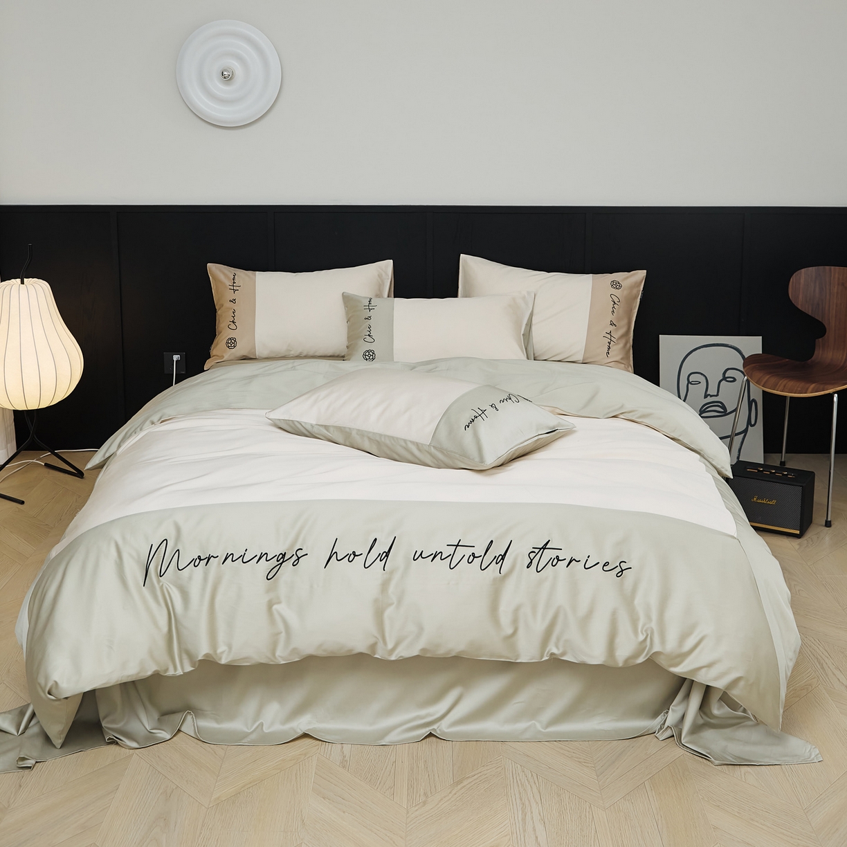 91家纺网 家纺一手货源 找家纺 EH家居 2026新款春夏新款天丝棉四件套江南系列 江南-汉白玉