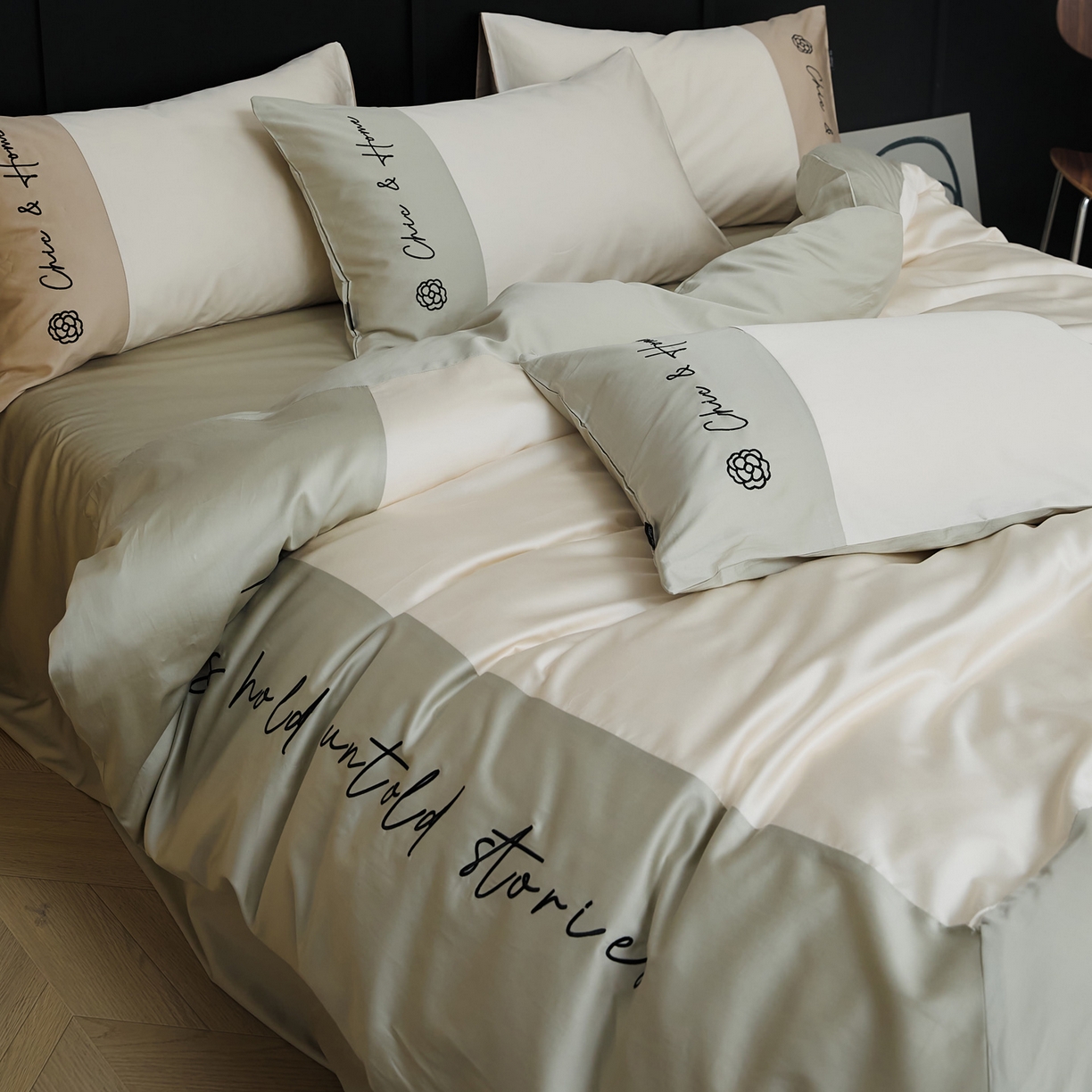 91家纺网 家纺一手货源 找家纺 EH家居 2026新款春夏新款天丝棉四件套江南系列 江南-汉白玉