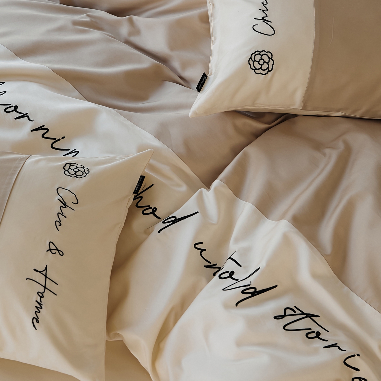 91家纺网 家纺一手货源 找家纺 EH家居 2026新款春夏新款天丝棉四件套江南系列 江南-甜褐色