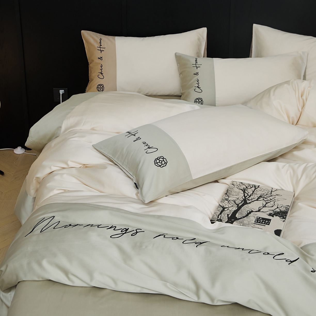 91家纺网 家纺一手货源 找家纺 EH家居 2026新款春夏新款天丝棉四件套江南系列 江南-汉白玉