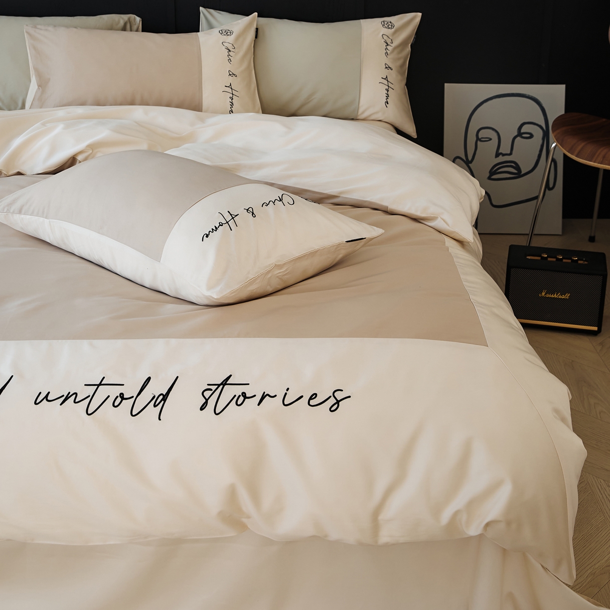 91家纺网 家纺一手货源 找家纺 EH家居 2026新款春夏新款天丝棉四件套江南系列 江南-甜褐色