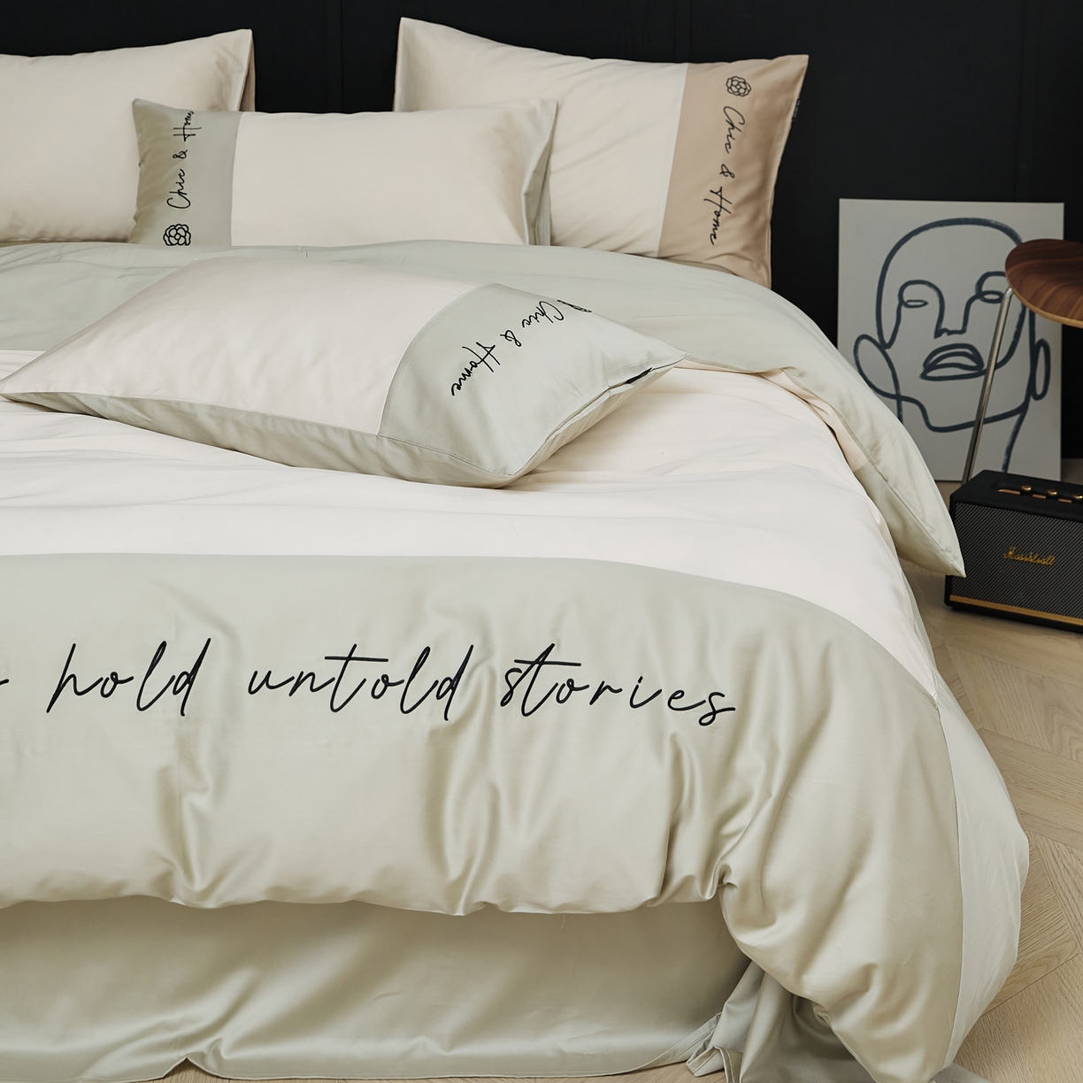 91家纺网 家纺一手货源 找家纺 EH家居 2026新款春夏新款天丝棉四件套江南系列 江南-汉白玉