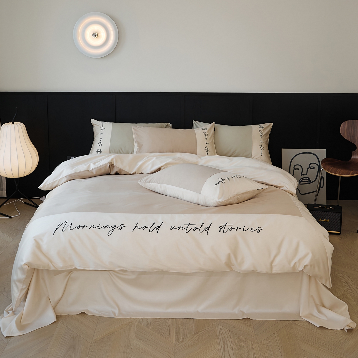 91家纺网 家纺一手货源 找家纺 EH家居 2026新款春夏新款天丝棉四件套江南系列 江南-甜褐色