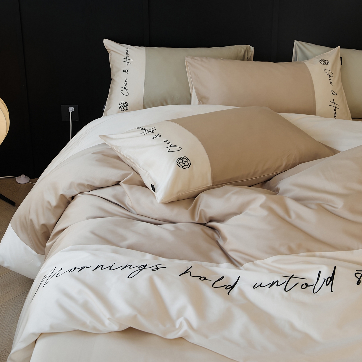 91家纺网 家纺一手货源 找家纺 EH家居 2026新款春夏新款天丝棉四件套江南系列 江南-甜褐色