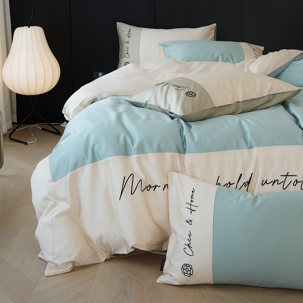 EH家居 2026新款春夏新款天丝棉四件套江南系列 江南-翠蓝