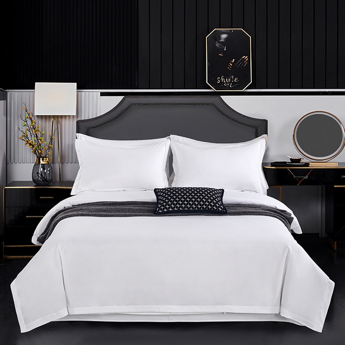 91家纺网 家纺一手货源 找家纺 （总）沐珩家纺 2026新款高仿棉120克磨毛加厚酒店专用纯白四件套