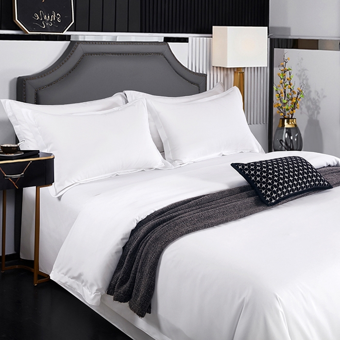 91家纺网 家纺一手货源 找家纺 （总）沐珩家纺 2026新款高仿棉120克磨毛加厚酒店专用纯白四件套