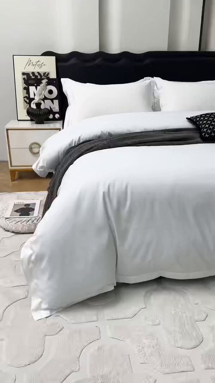 91家纺网 家纺一手货源 找家纺 （总）沐珩家纺 2026新款高仿棉120克磨毛加厚酒店专用纯白四件套