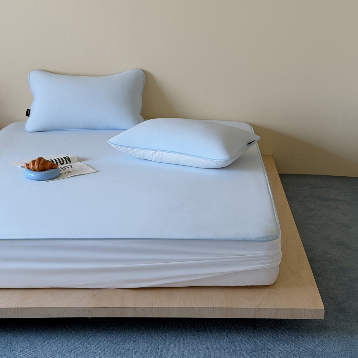 91家纺网 家纺一手货源 找家纺 三味舒屋 2026新款【清氧小冰皮】凉感丝软凉席凉垫 轻氧蓝