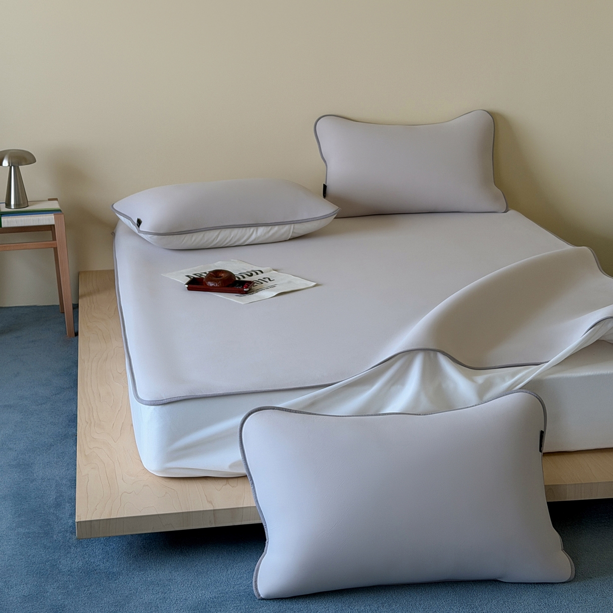 91家纺网 家纺一手货源 找家纺 三味舒屋 2026新款【清氧小冰皮】凉感丝软凉席凉垫 轻氧灰