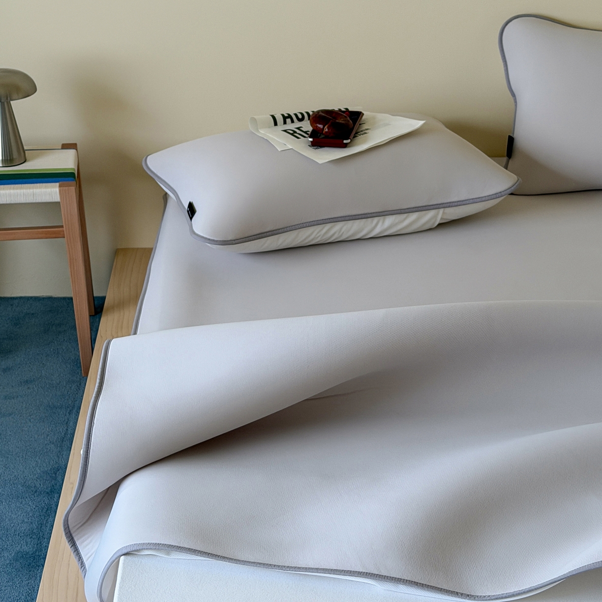 91家纺网 家纺一手货源 找家纺 三味舒屋 2026新款【清氧小冰皮】凉感丝软凉席凉垫 轻氧灰