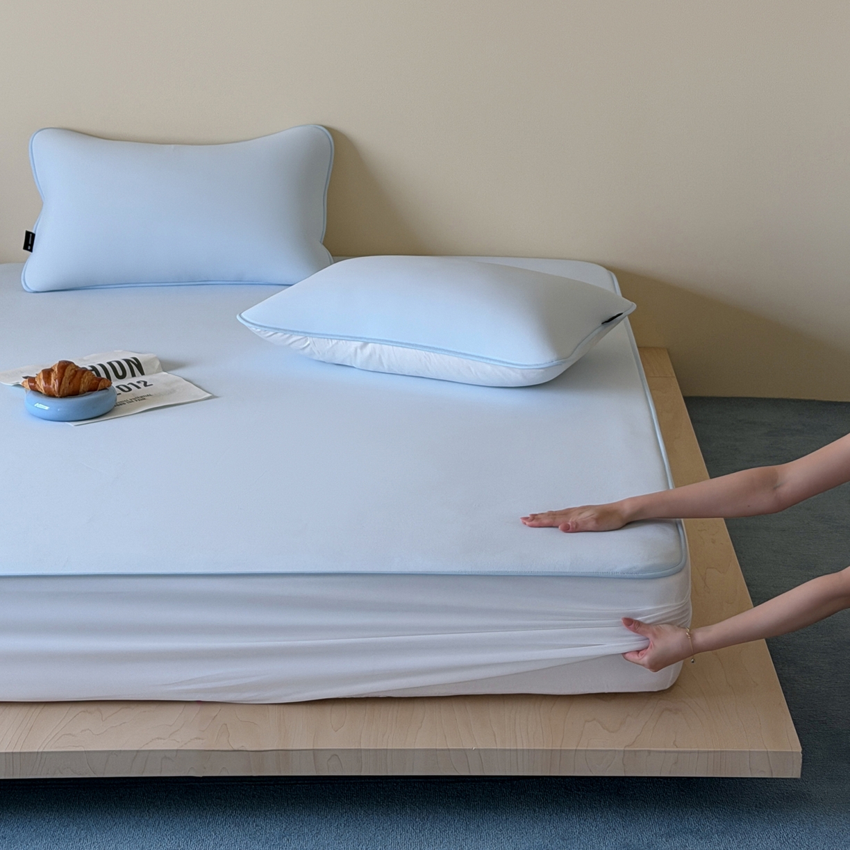 三味舒屋 2026新款【清氧小冰皮】凉感丝软凉席凉垫 轻氧蓝