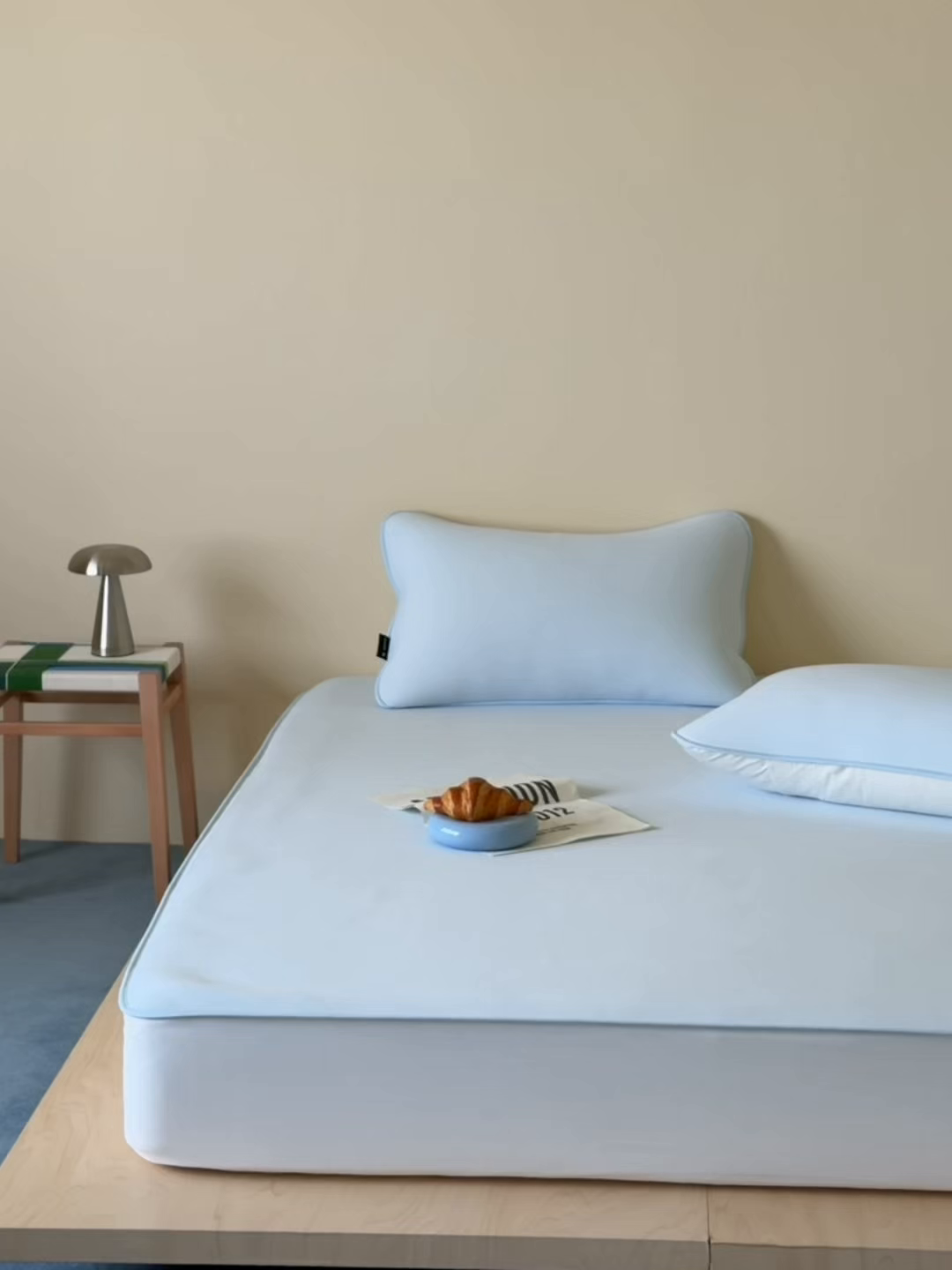 91家纺网 家纺一手货源 找家纺 三味舒屋 2026新款【清氧小冰皮】凉感丝软凉席凉垫 轻氧蓝