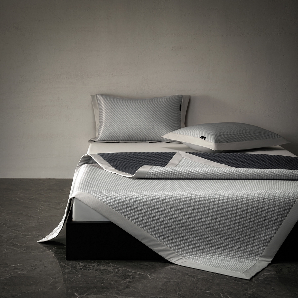 三味舒屋 2026新款松间觅光系列印花冰丝席 松叶灰