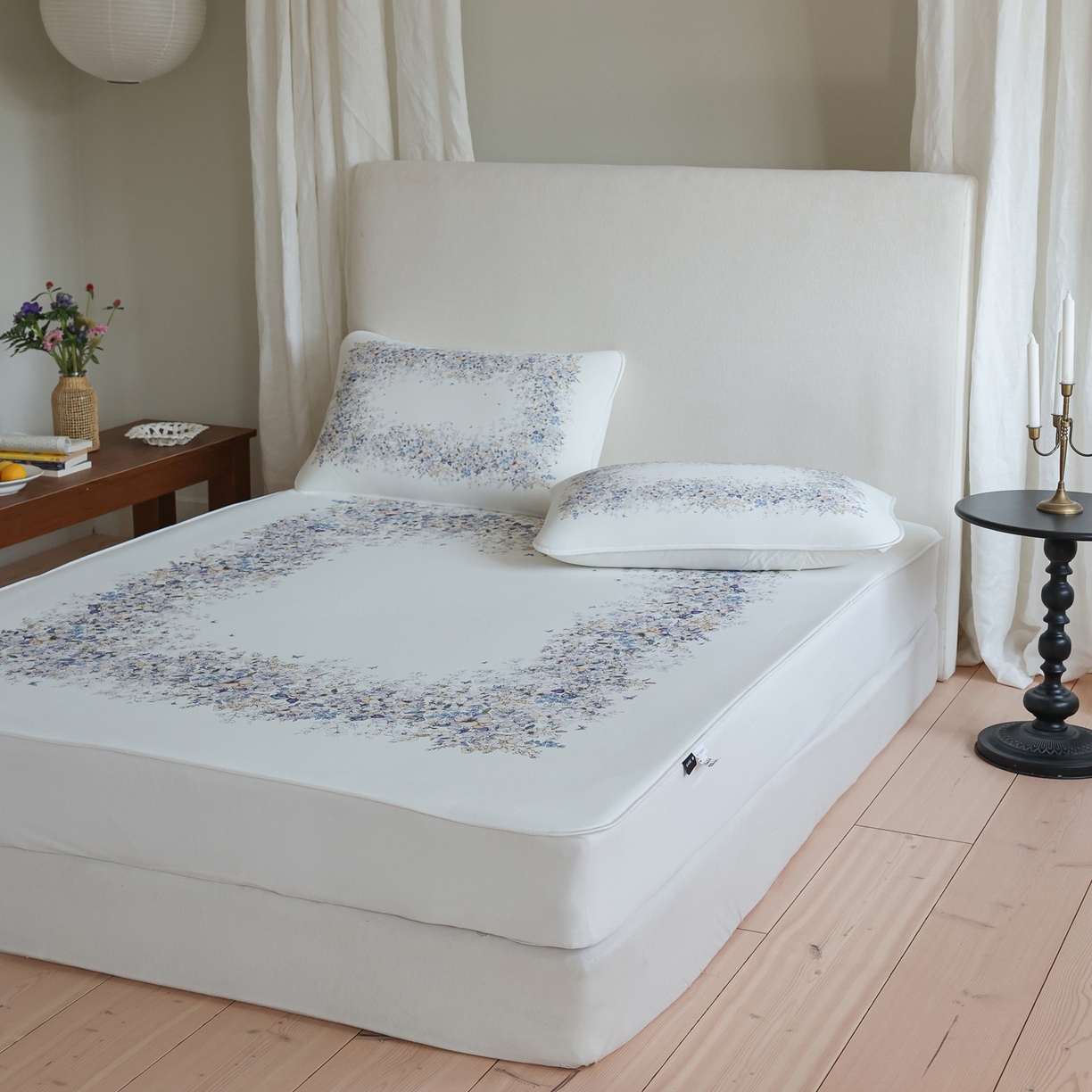 91家纺网 家纺一手货源 找家纺 三味舒屋 2026新款【花屿蝶】系列印花冰感丝软凉席凉垫 花镜