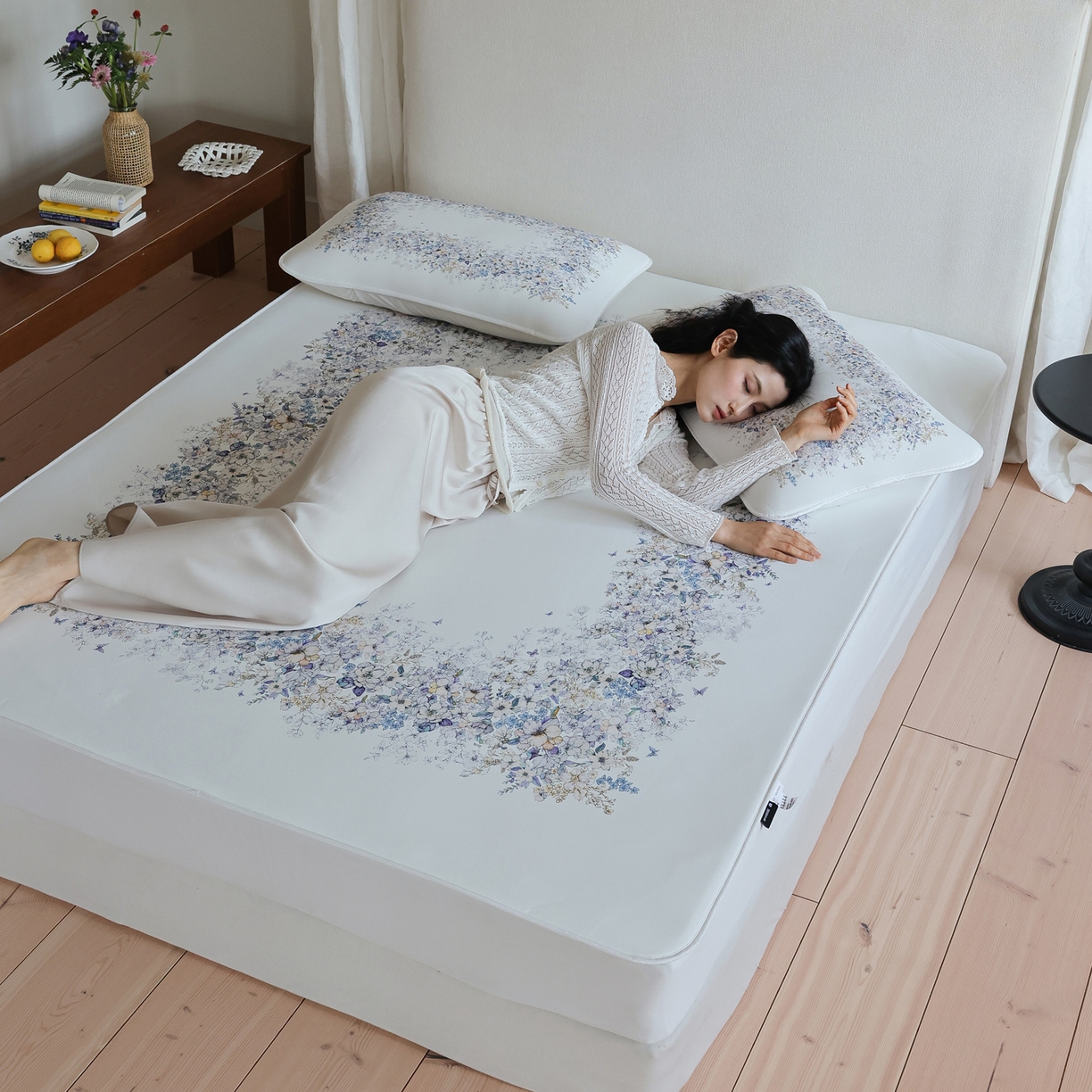 91家纺网 家纺一手货源 找家纺 （总）三味舒屋 2026新款【花屿蝶】系列印花冰感丝软凉席凉垫