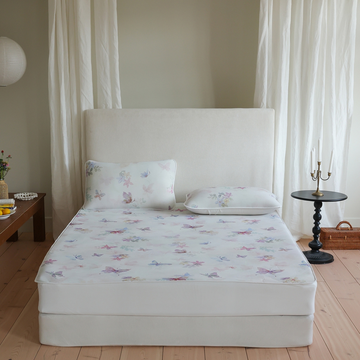 91家纺网 家纺一手货源 找家纺 三味舒屋 2026新款【花屿蝶】系列印花冰感丝软凉席凉垫 流光