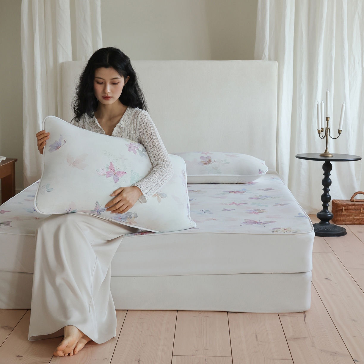 91家纺网 家纺一手货源 找家纺 三味舒屋 2026新款【花屿蝶】系列印花冰感丝软凉席凉垫 流光