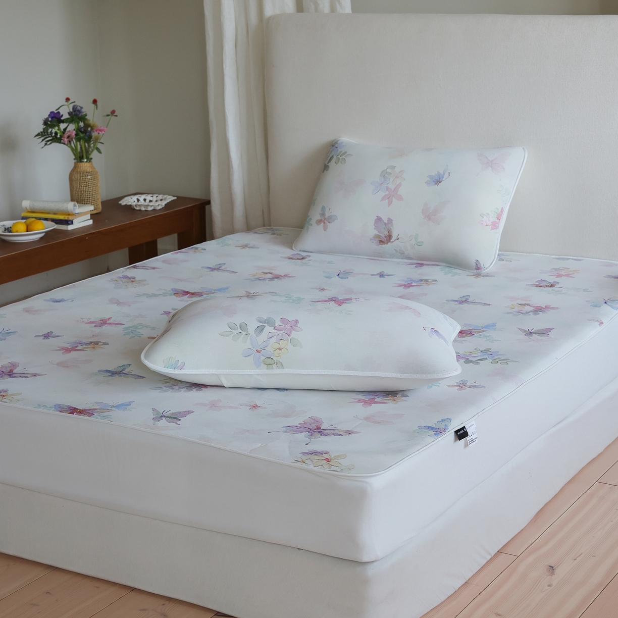 91家纺网 家纺一手货源 找家纺 三味舒屋 2026新款【花屿蝶】系列印花冰感丝软凉席凉垫 流光