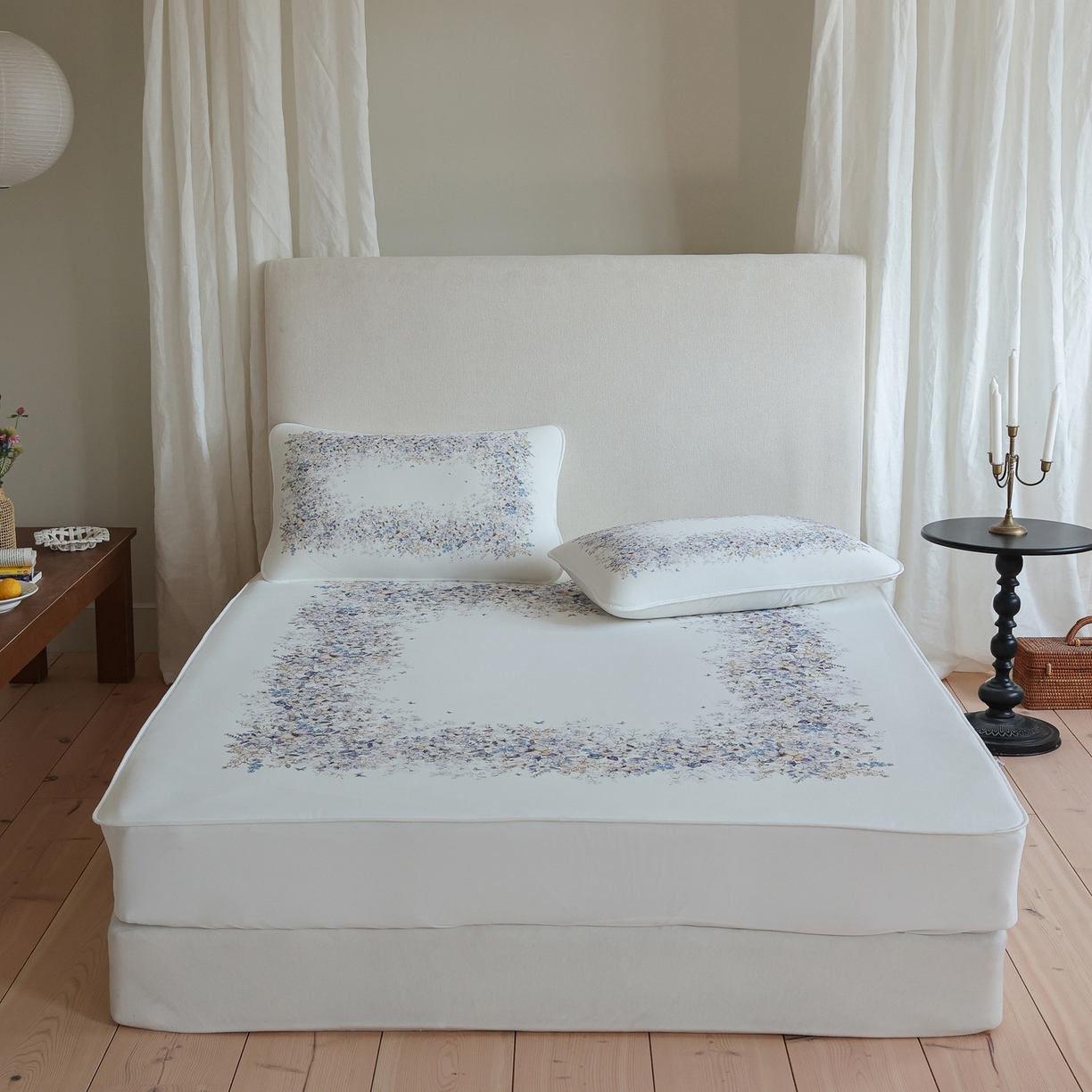 91家纺网 家纺一手货源 找家纺 三味舒屋 2026新款【花屿蝶】系列印花冰感丝软凉席凉垫 花镜