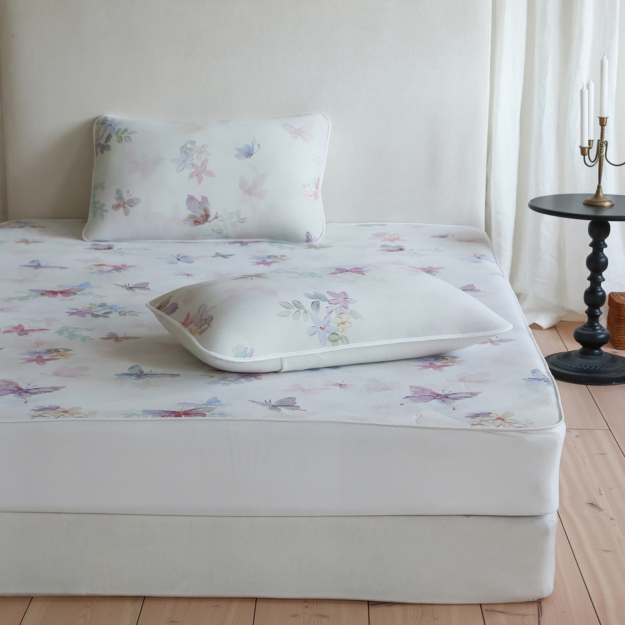 91家纺网 家纺一手货源 找家纺 三味舒屋 2026新款【花屿蝶】系列印花冰感丝软凉席凉垫 流光