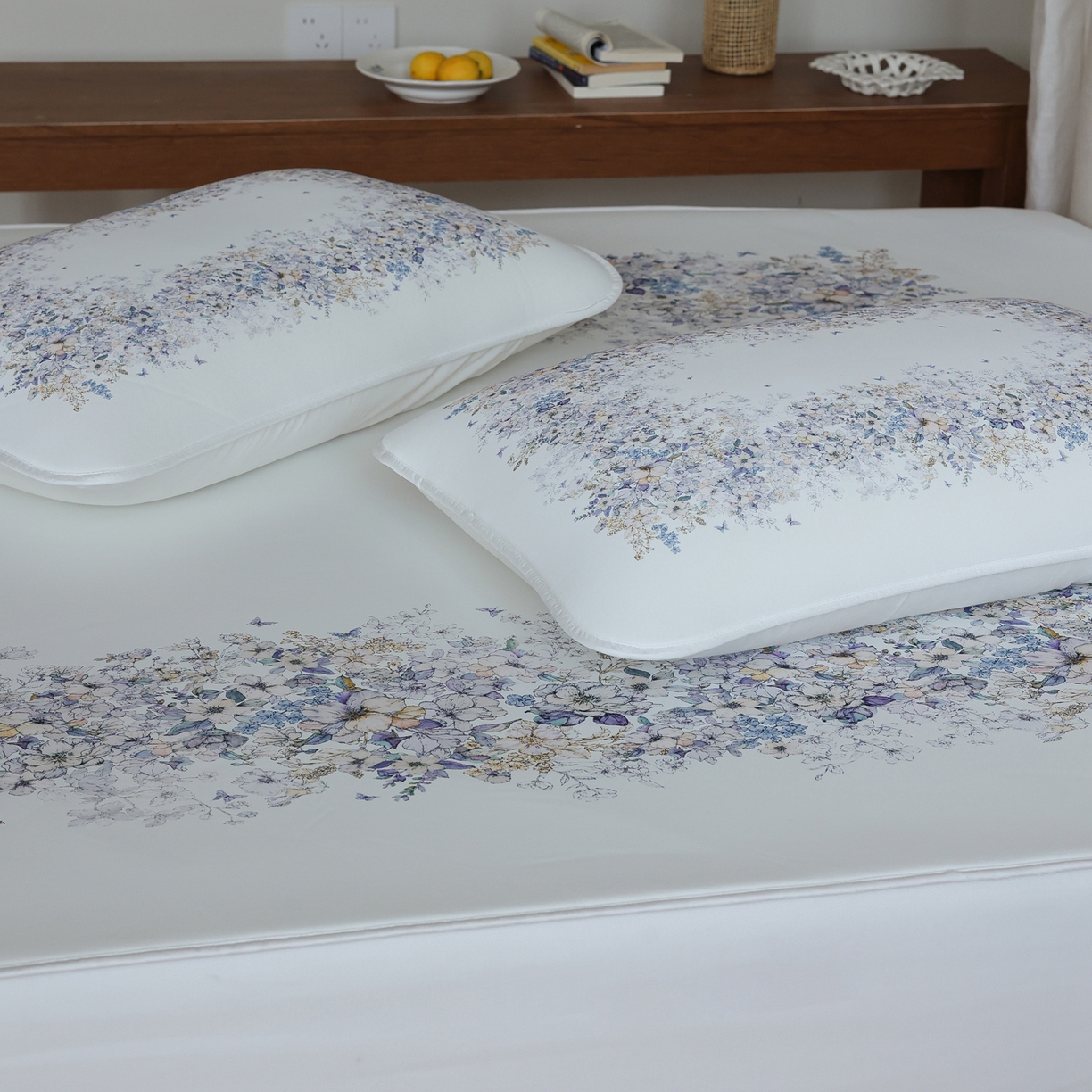 91家纺网 家纺一手货源 找家纺 三味舒屋 2026新款【花屿蝶】系列印花冰感丝软凉席凉垫 花镜