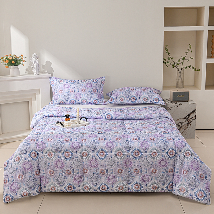 91家纺网 家纺一手货源 找家纺 圣靓家纺 2026新款晚安麻绳超柔亲肤可水洗夏被空调被夏凉被 浪漫花语-蓝