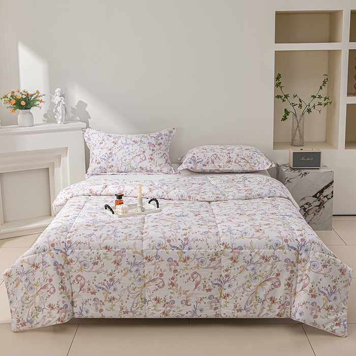 91家纺网 家纺一手货源 找家纺 圣靓家纺 2026新款晚安麻绳超柔亲肤可水洗夏被空调被夏凉被 春色媚影