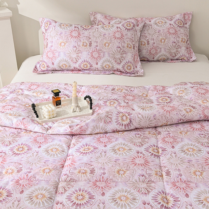 91家纺网 家纺一手货源 找家纺 圣靓家纺 2026新款晚安麻绳超柔亲肤可水洗夏被空调被夏凉被 浪漫花语-玉