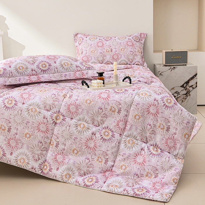 91家纺网 家纺一手货源 找家纺 圣靓家纺 2026新款晚安麻绳超柔亲肤可水洗夏被空调被夏凉被 浪漫花语-玉