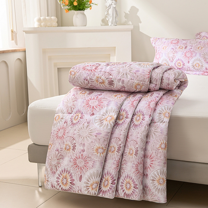 91家纺网 家纺一手货源 找家纺 圣靓家纺 2026新款晚安麻绳超柔亲肤可水洗夏被空调被夏凉被 浪漫花语-玉