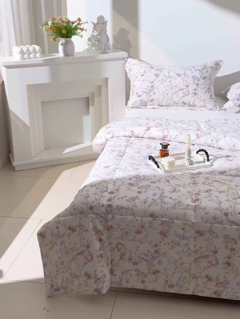 91家纺网 家纺一手货源 找家纺 圣靓家纺 2026新款晚安麻绳超柔亲肤可水洗夏被空调被夏凉被 春色媚影