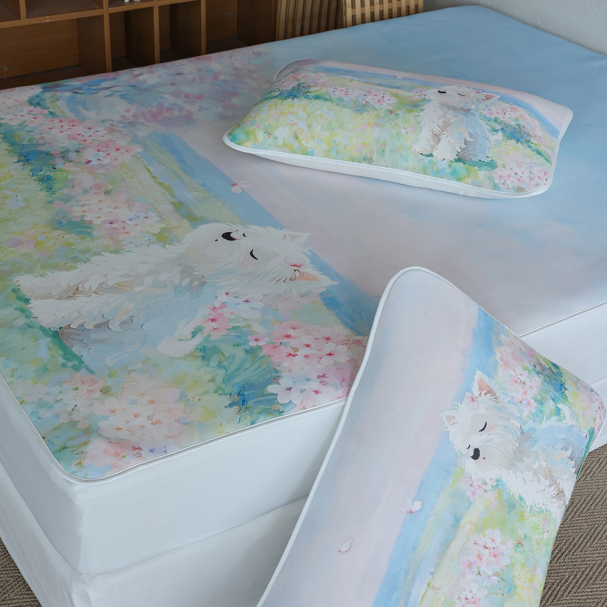 91家纺网 家纺一手货源 找家纺 （总）三味舒屋 2026新款【四季漫游】印花冰感丝软凉席凉垫