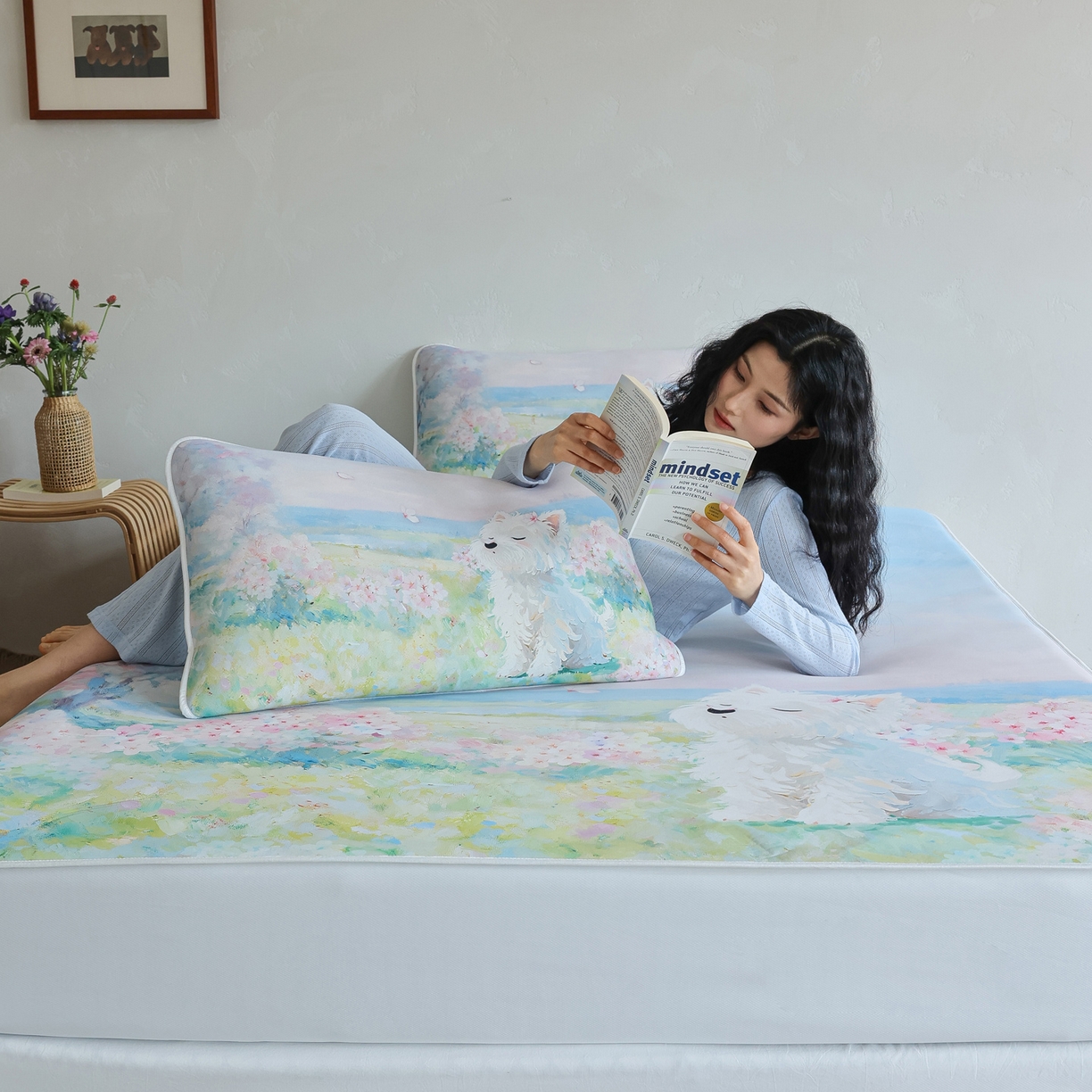 91家纺网 家纺一手货源 找家纺 三味舒屋 2026新款【四季漫游】印花冰感丝软凉席凉垫 春日花野