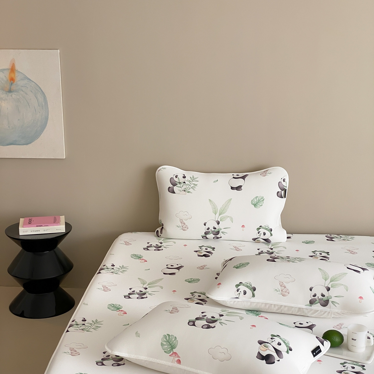 91家纺网 家纺一手货源 找家纺 三味舒屋 2026新款【甜梦派对】印花凉感丝软凉席凉垫（床笠款） 熊猫滚滚