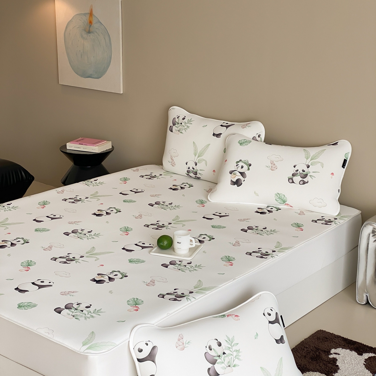 91家纺网 家纺一手货源 找家纺 三味舒屋 2026新款【甜梦派对】印花凉感丝软凉席凉垫（床笠款） 熊猫滚滚