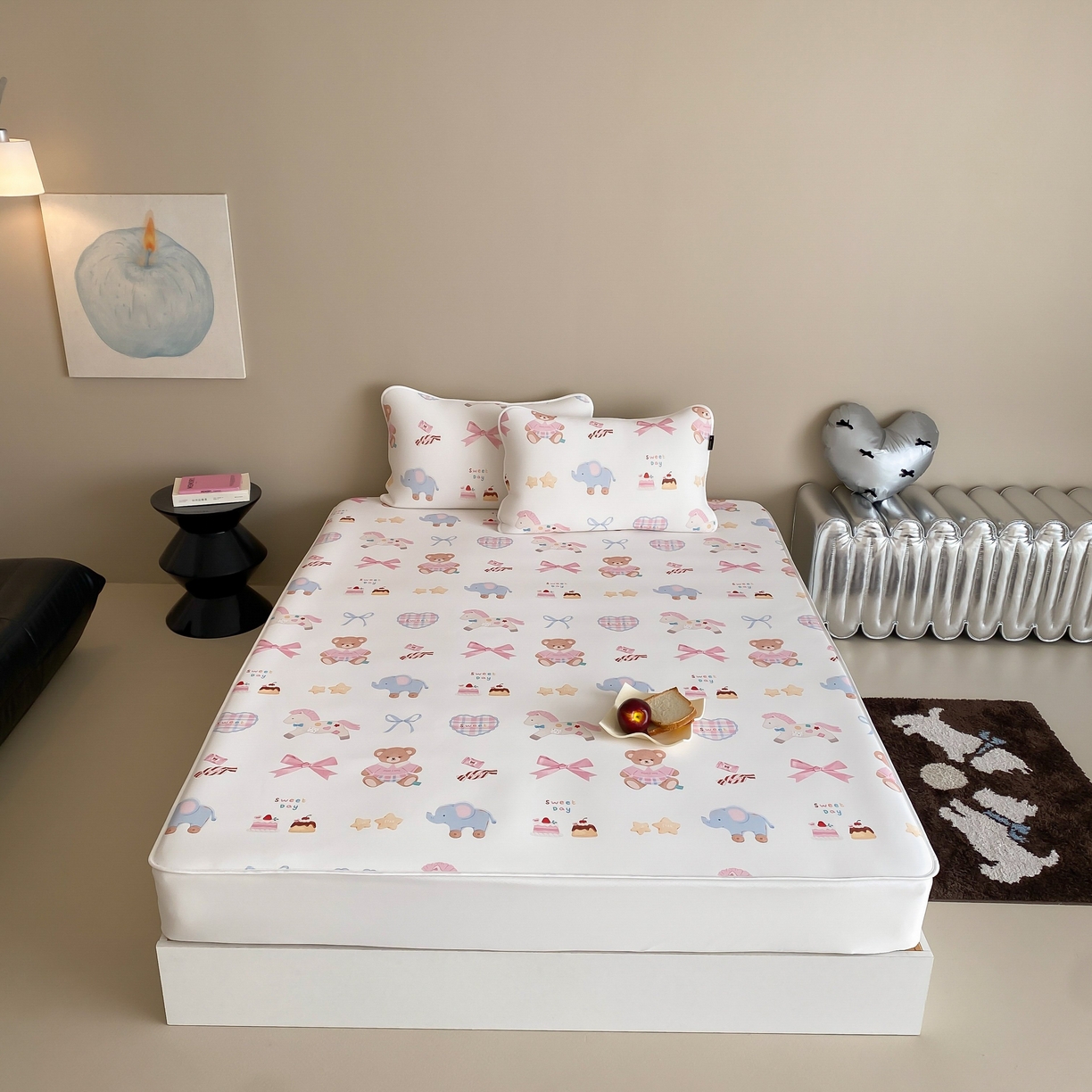 91家纺网 家纺一手货源 找家纺 三味舒屋 2026新款【甜梦派对】印花凉感丝软凉席凉垫（床笠款） 甜心公主