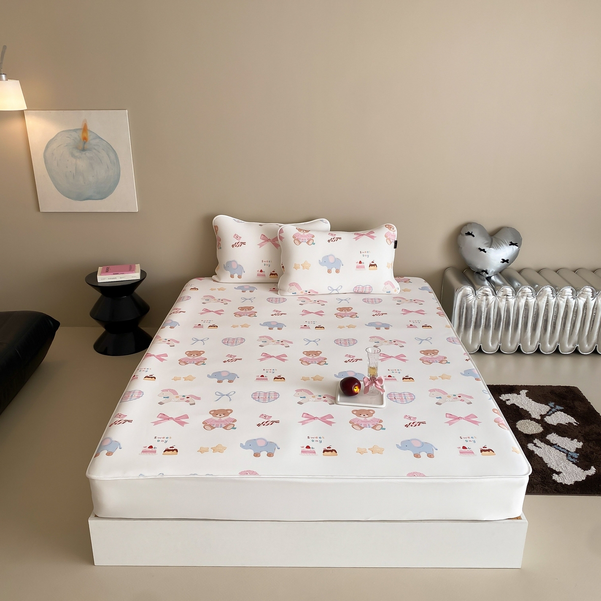 91家纺网 家纺一手货源 找家纺 三味舒屋 2026新款【甜梦派对】印花凉感丝软凉席凉垫（床笠款） 甜心公主