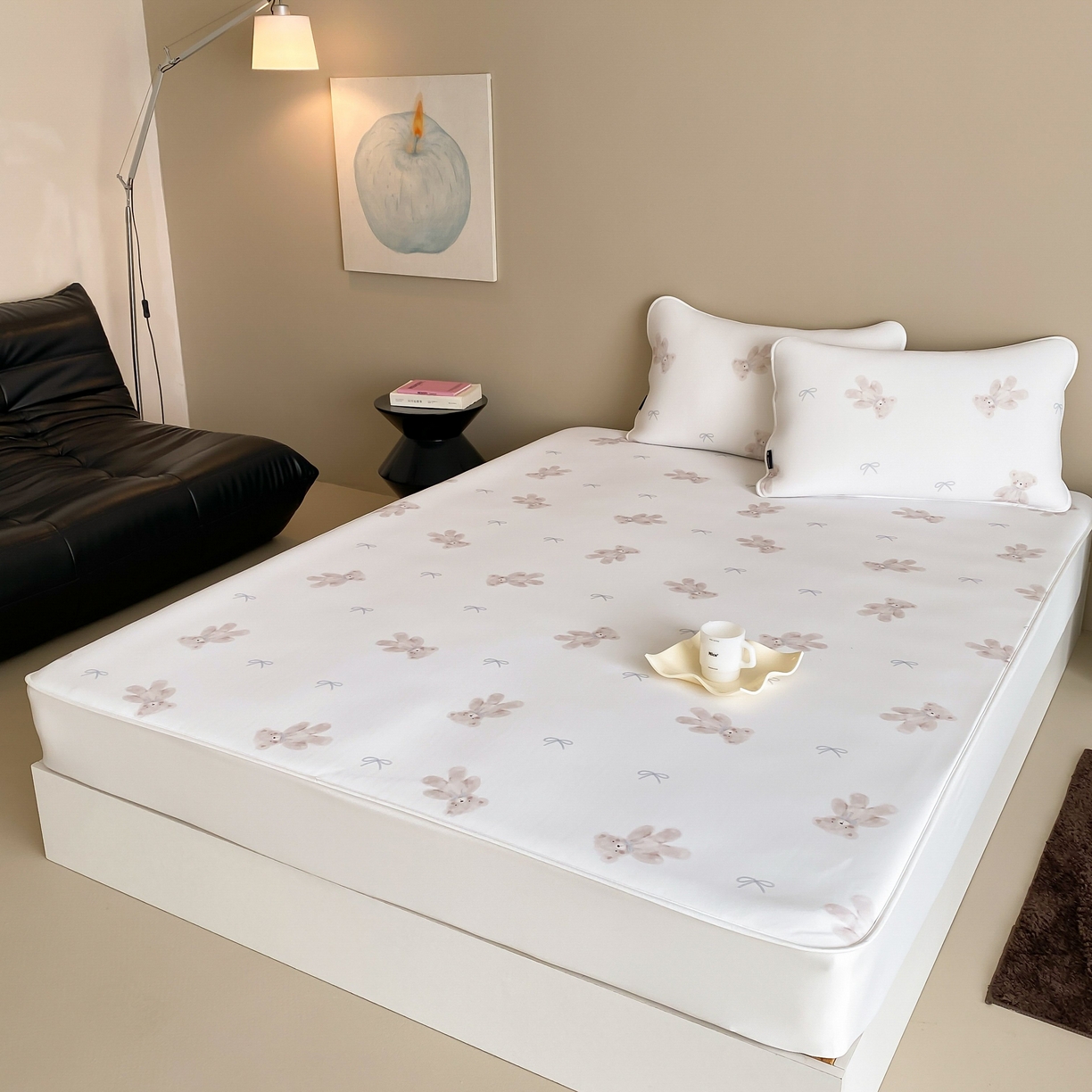 91家纺网 家纺一手货源 找家纺 三味舒屋 2026新款【甜梦派对】印花凉感丝软凉席凉垫（床笠款） 晚安小熊