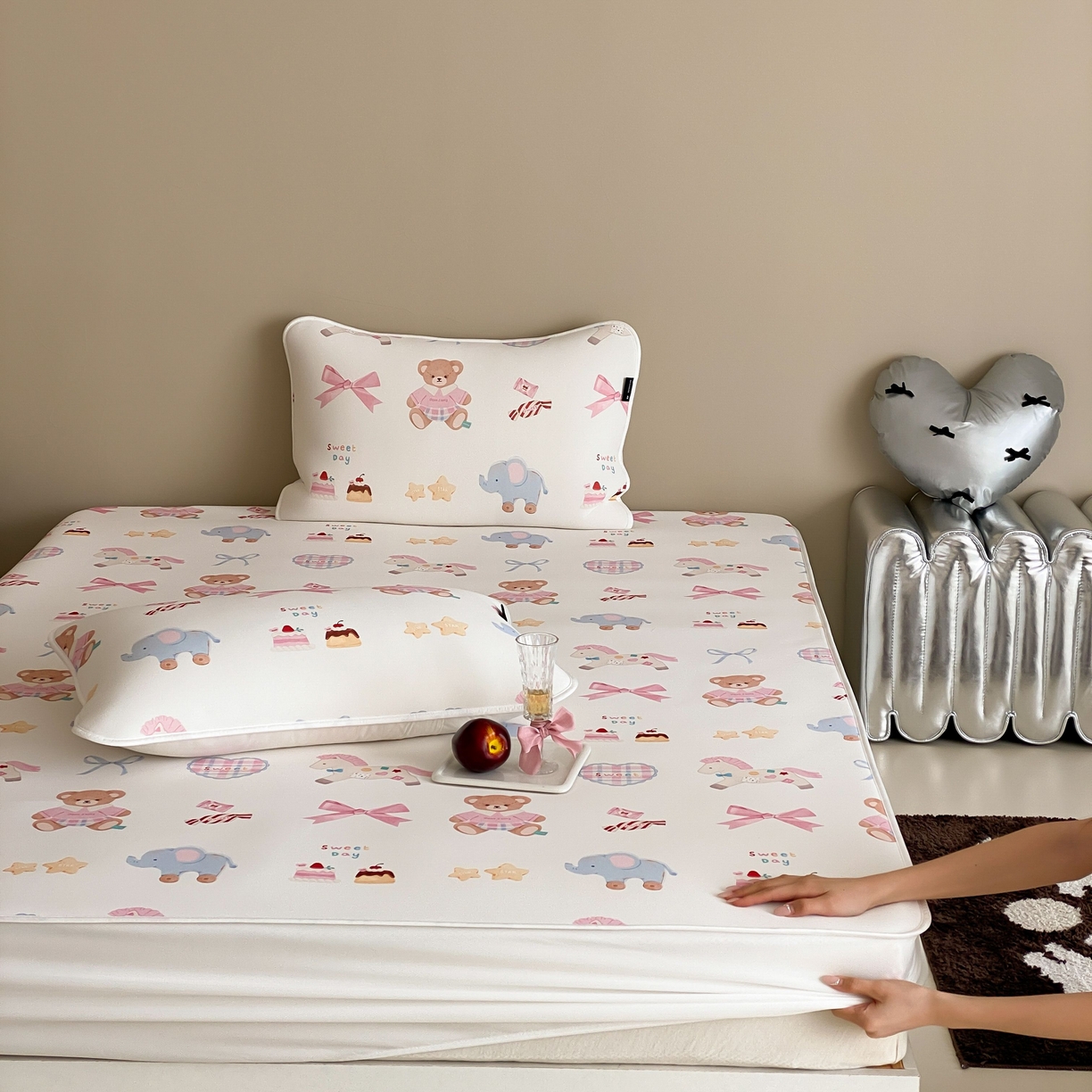 三味舒屋 2026新款【甜梦派对】印花凉感丝软凉席凉垫（床笠款） 甜心公主