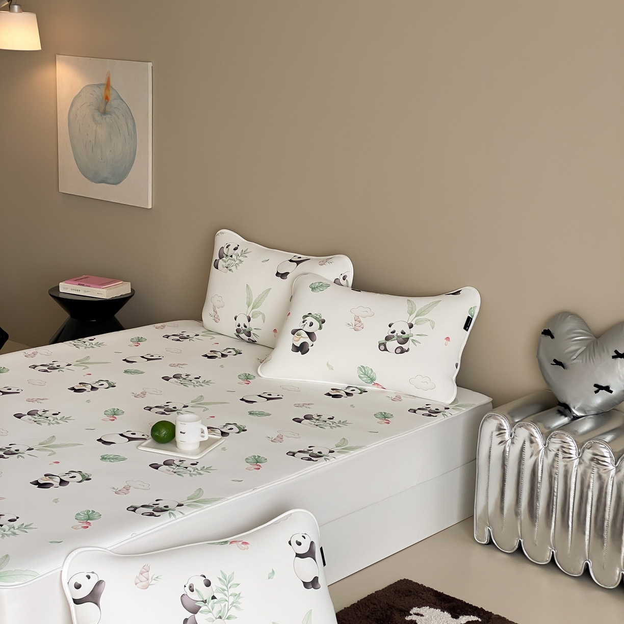 91家纺网 家纺一手货源 找家纺 三味舒屋 2026新款【甜梦派对】印花凉感丝软凉席凉垫（床笠款） 熊猫滚滚