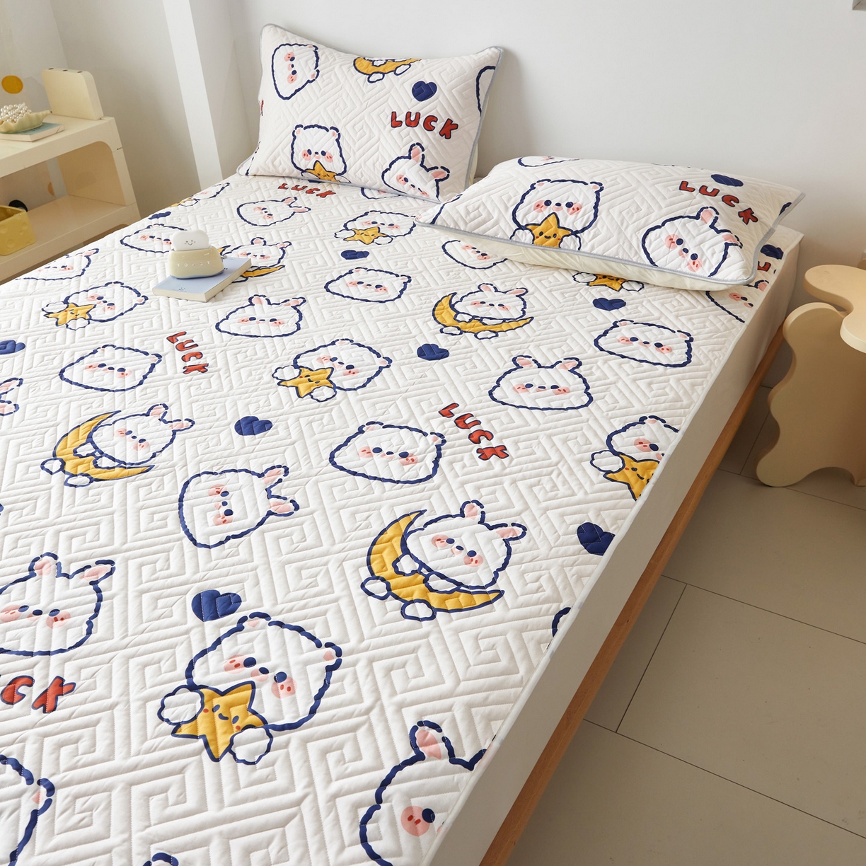 91家纺网 家纺一手货源 找家纺 舒居家纺 2026新款卡通可爱全棉床护垫软床垫垫子-大床图 卡哇伊