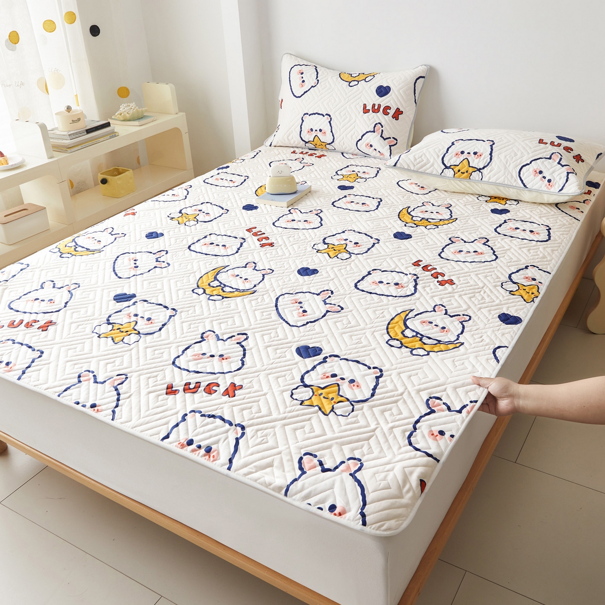 91家纺网 家纺一手货源 找家纺 舒居家纺 2026新款卡通可爱全棉床护垫软床垫垫子-大床图 卡哇伊