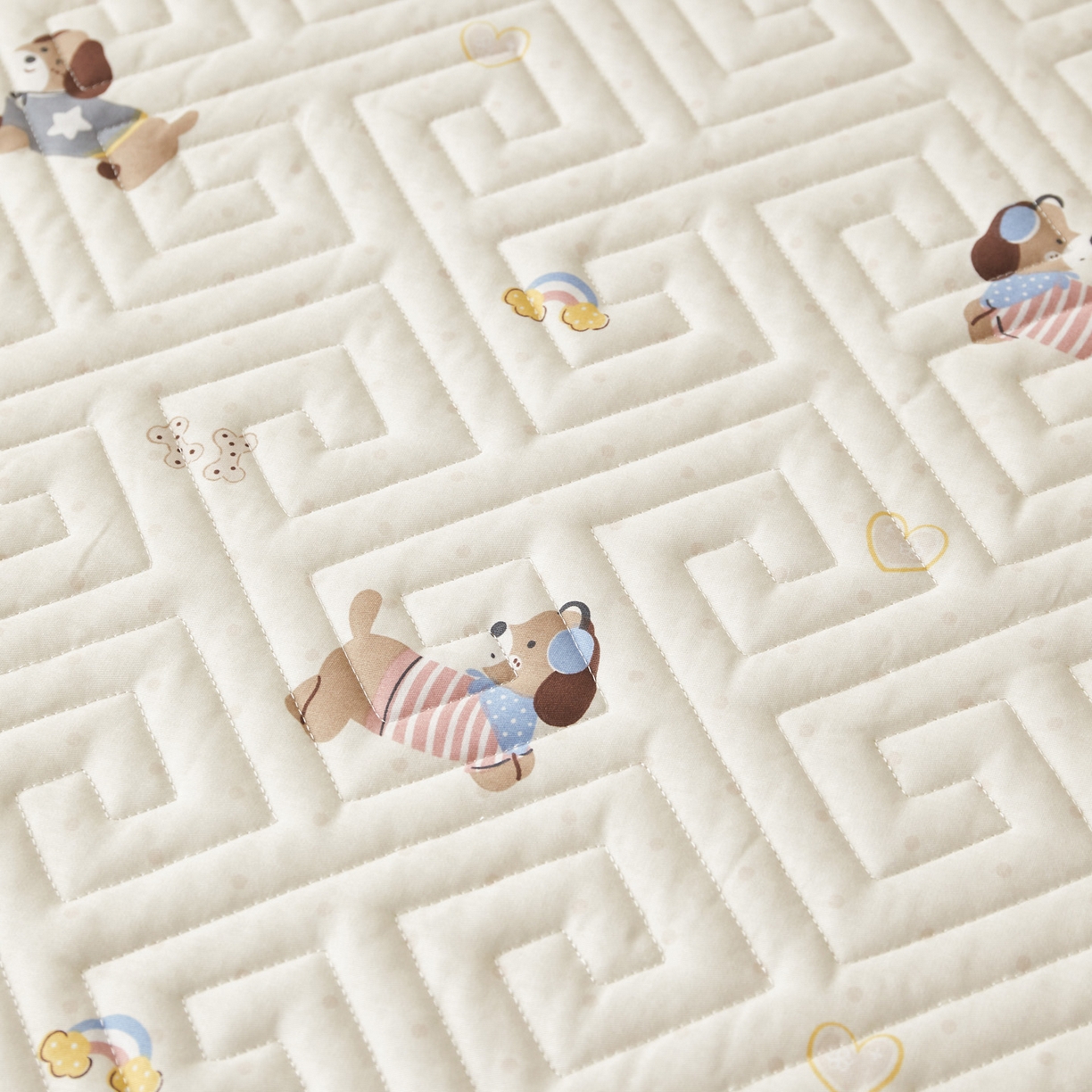 91家纺网 家纺一手货源 找家纺 舒居家纺 2026新款卡通可爱全棉床护垫软床垫垫子-大床图 围脖狗狗