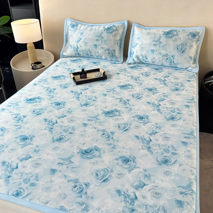 91家纺网 家纺一手货源 找家纺 （总）春寻家纺 2026新款5D印花冰丝席复合三明治款凉席席子