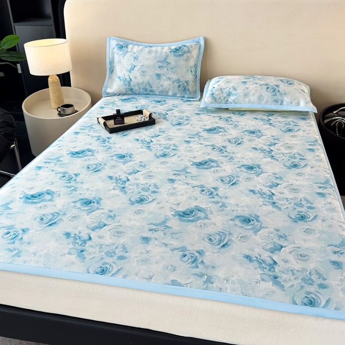 91家纺网 家纺一手货源 找家纺 （总）春寻家纺 2026新款5D印花冰丝席复合三明治款凉席席子