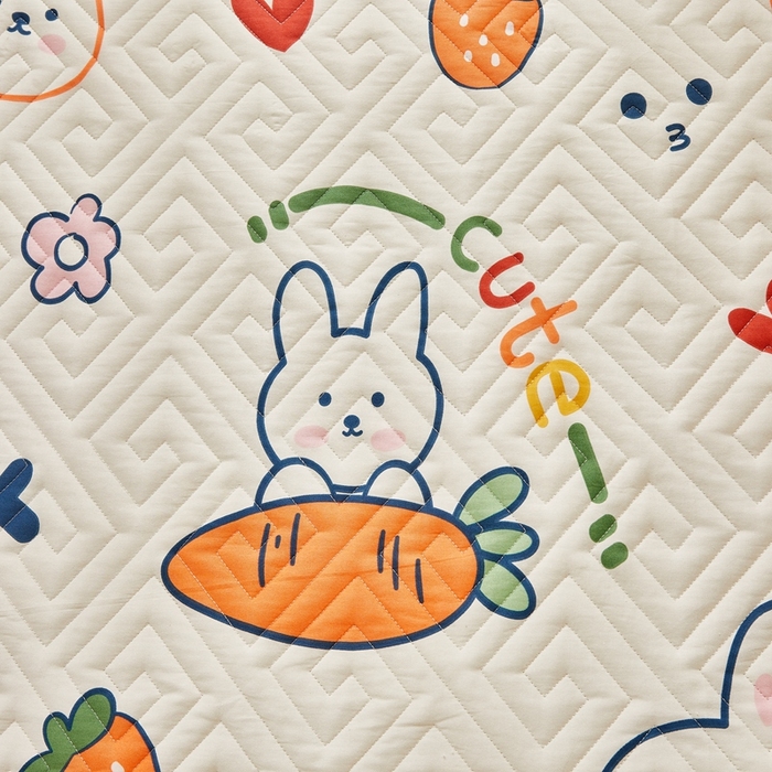 91家纺网 家纺一手货源 找家纺 舒居家纺 2026新款卡通可爱全棉床护垫软床垫垫子-大床图 飞天萝卜兔