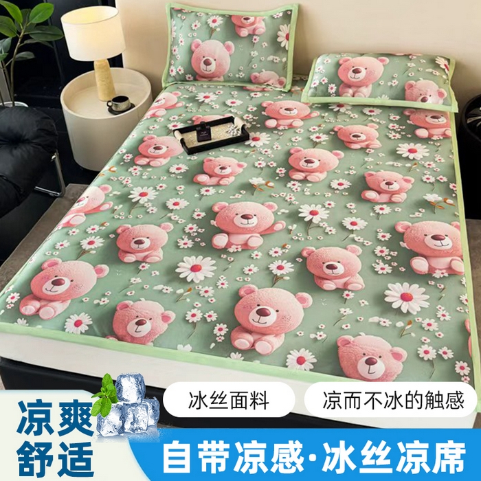 91家纺网 家纺一手货源 找家纺 （总）春寻家纺 2026新款5D印花冰丝席复合三明治款凉席席子