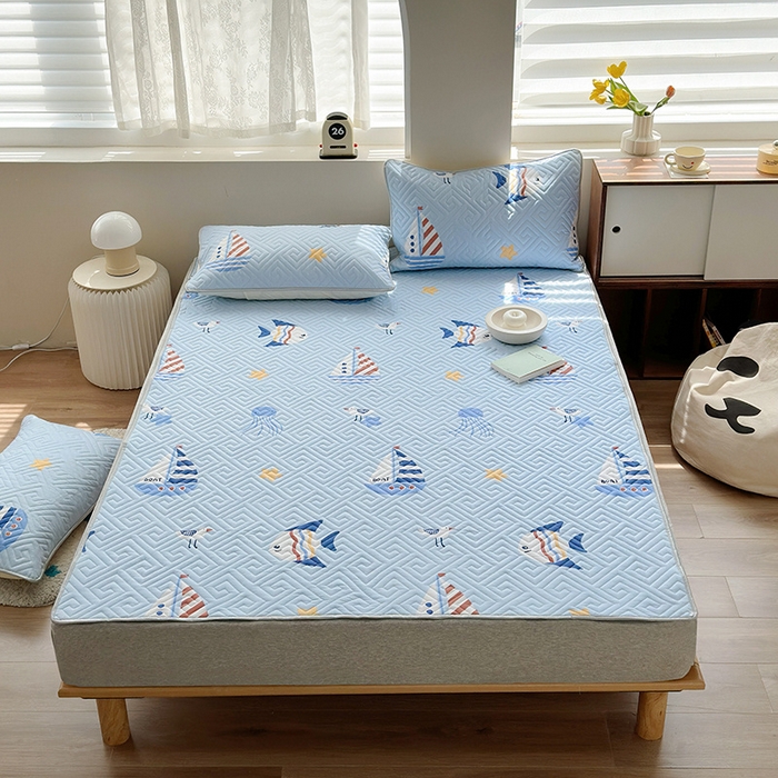 91家纺网 家纺一手货源 找家纺 舒居家纺 2026新款卡通可爱全棉床护垫软床垫垫子-大床图 海洋之心
